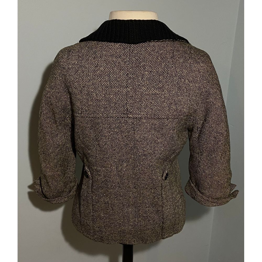 Vtg Arthur Jay S Blk Cream Tweed 3/4 Slv Short Cropped Swing 50s 60s Jacket - Picture 4 of 11